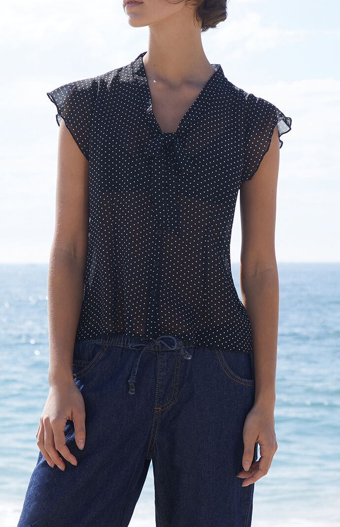 John Galt Polka Dot Tie Top