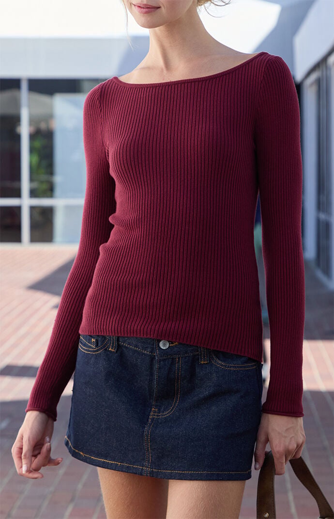 John Galt Burgundy Elodie Long Sleeve Top