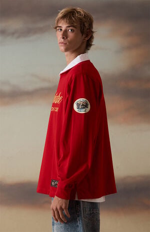 x Pacsun Red Overtake Eqpt Rugby Polo Shirt image number 4