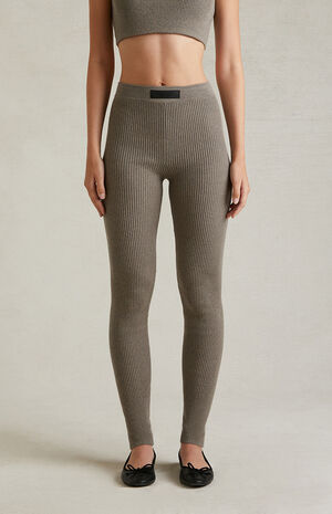 Women's Heather Grey Sweater Knit Leggings image number 3