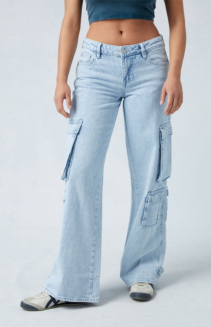 PacSun Eco Light Indigo Low Rise Baggy Cargo Jeans PacSun