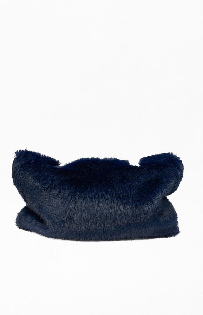 AZALEA WANG Navy Confidante Faux Fur Handbag