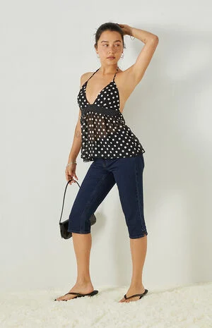 Arden Polka Dot Chiffon Babydoll Top image number 1