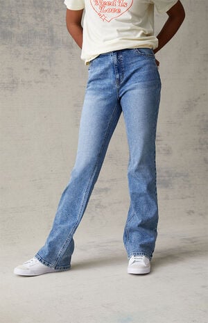 Medium Blue Stretch Flare Jeans image number 3