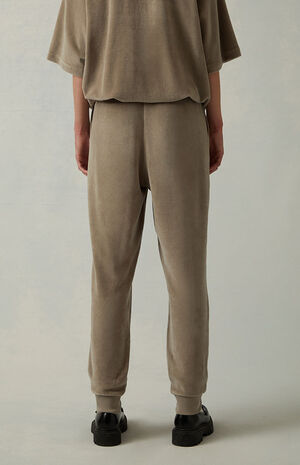 Women's Desert Taupe Velour Sweatpants image number 4