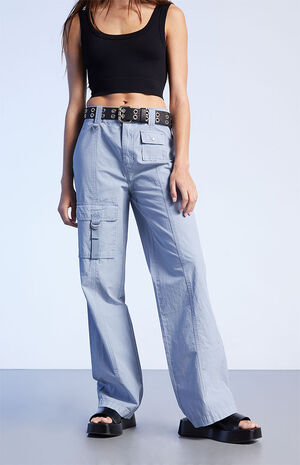 Blue Cargo Flare Pants image number 2