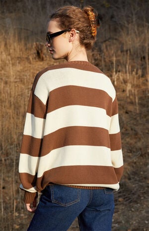 Cream & Brown Brianna Striped Sweater image number 3