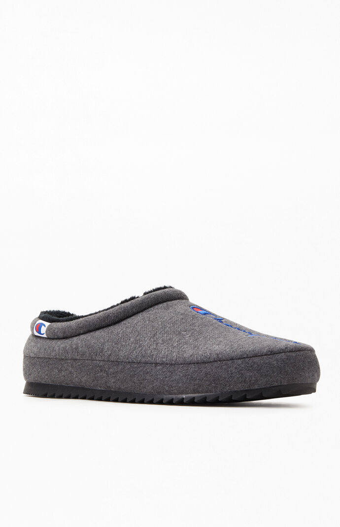 Gray Shuffle Script Slippers