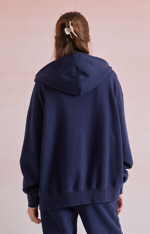 Denim Bow Applique Zip Up Hoodie image number 3