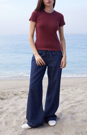 Burgundy Hailie Short Sleeve Top image number 4