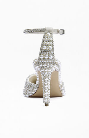 Women's Davina Ivory Pearl Stiletto Pumps image number 3
