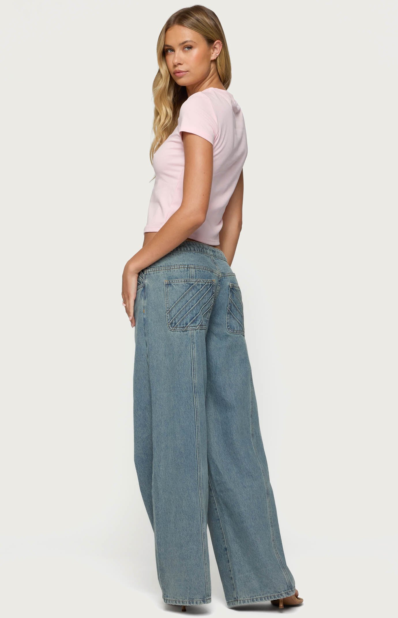 Edikted Stitch & Pleat Low Rise Jeans
