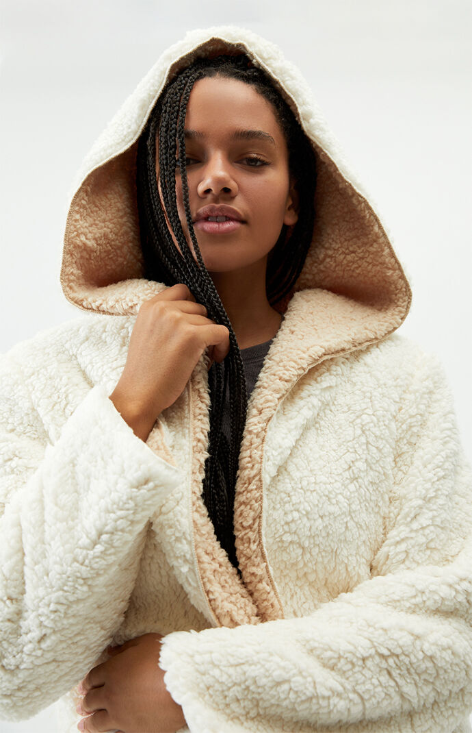 Sherpa reversible hoodie clearance