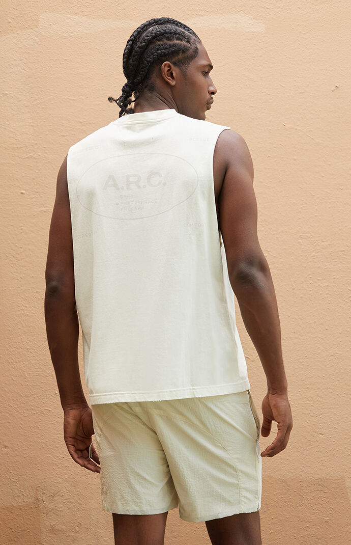 A.R.C. Off White Vintage Wash Cut Muscle T-Shirt