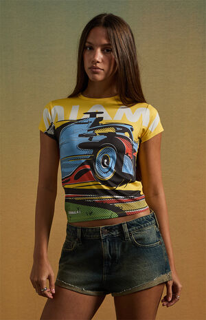 x Pacsun Miami Racing Jean Micro Shorts image number 3