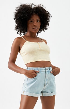 Light Blue Denim Mom Shorts image number 1