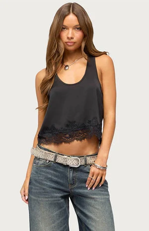 Onie Lace Satin Tank Top image number 1
