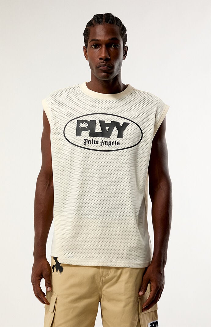 PLAY PALM ANGELS Mesh Logo Relaxed Boxy Muscle Tank