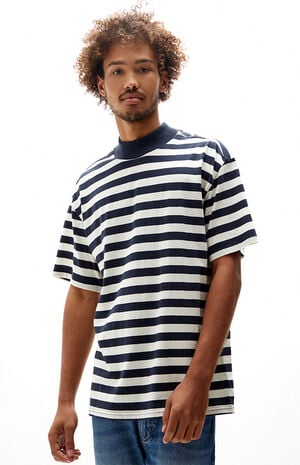 Striped Mock Neck T-Shirt image number 1