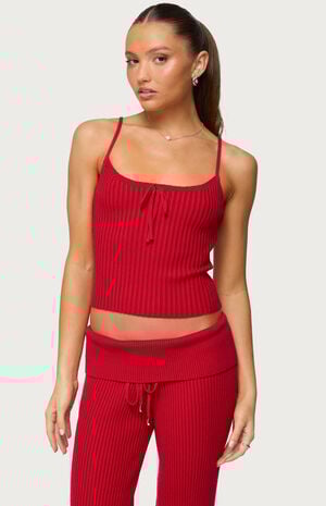 Adannah Tie Ribbed Knit Tank Top image number 1
