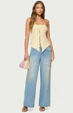 Textured Ruffle Split Front Top image number 4