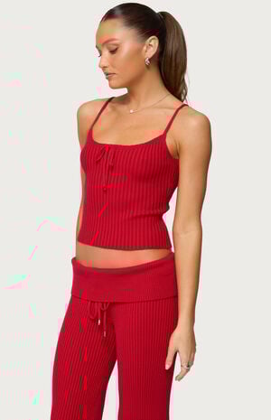 Adannah Tie Ribbed Knit Tank Top image number 2