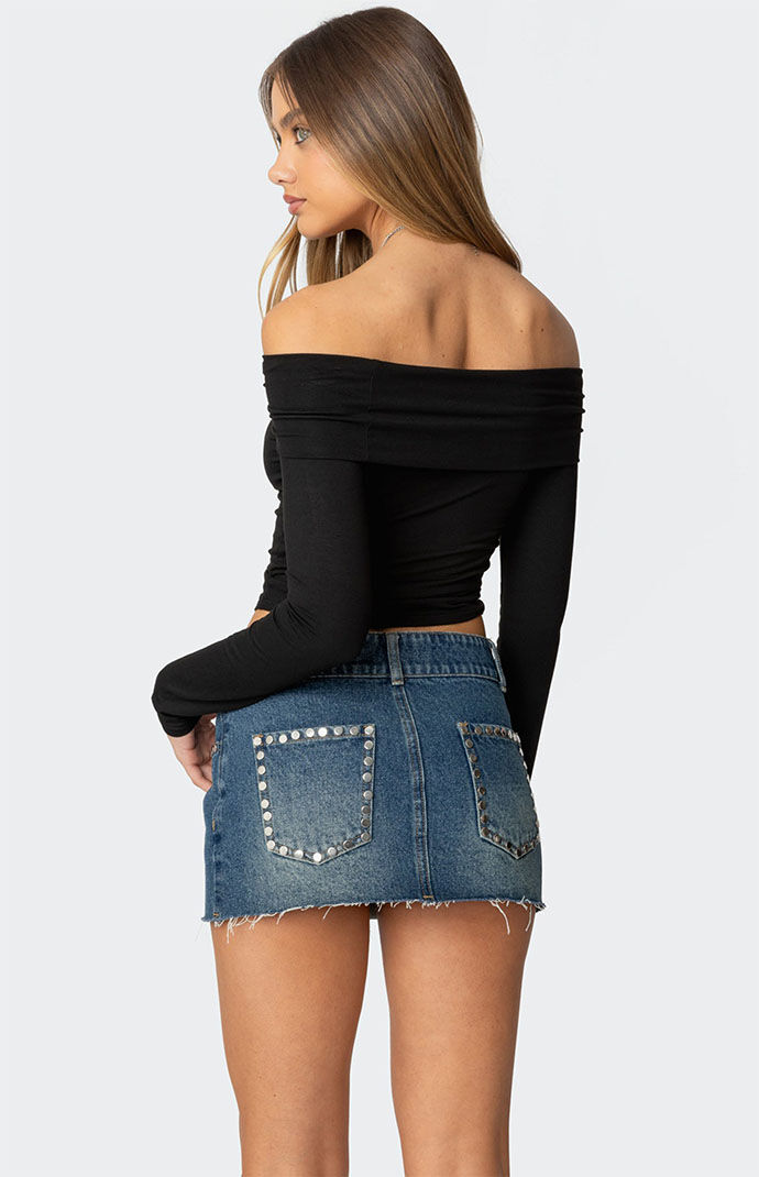 Edikted Lace Up Fold Over Top | Pacsun