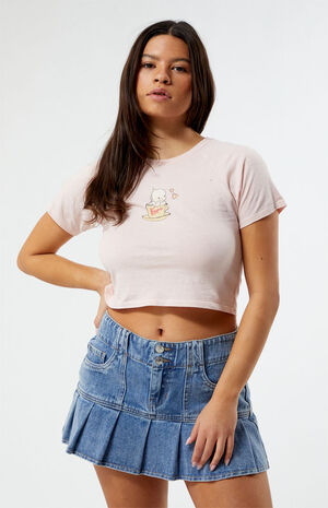 Kewpie Teacup Raglan Cropped T-Shirt image number 1
