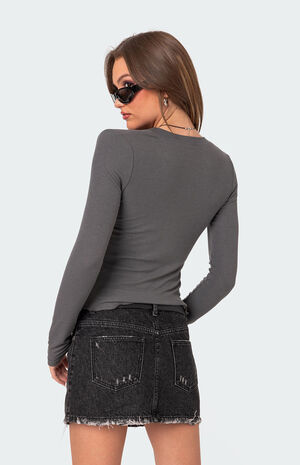 Emerson Button V Neck Top image number 4