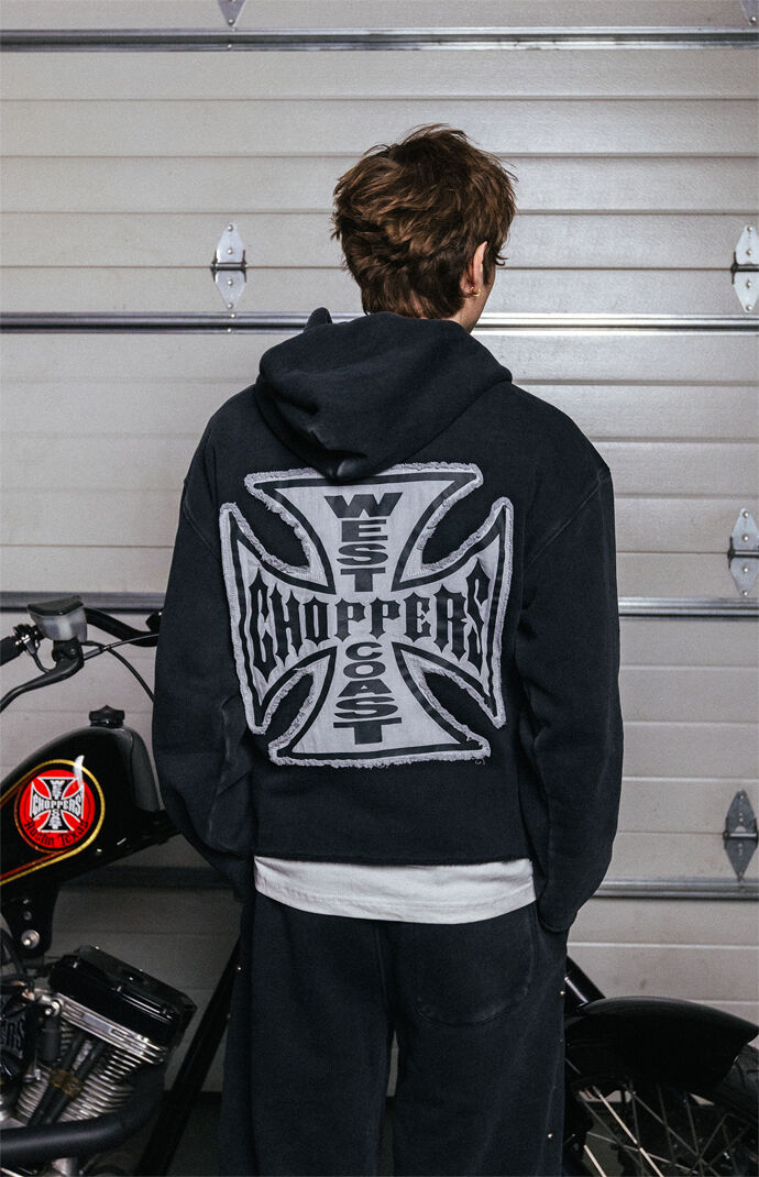トップス 00s choppers cross hoodie 2XL West Coast Choppers Frayed Cross Cropped Hoodie | Pacsun