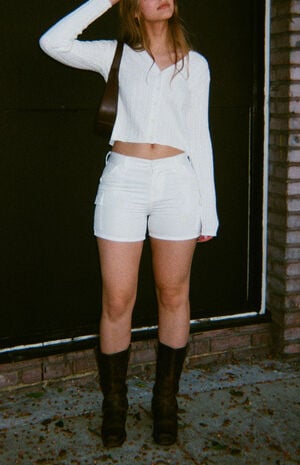 White Cargo Shorts image number 1