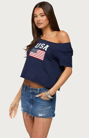 USA Babe Off-The-Shoulder T-Shirt image number 2