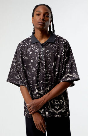 Mesh Zip Paisley Shirt image number 1