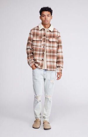 Sherpa Lined Plaid Shacket image number 4