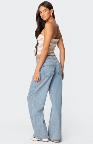 Striped Eyelet Trim Tube Top image number 5