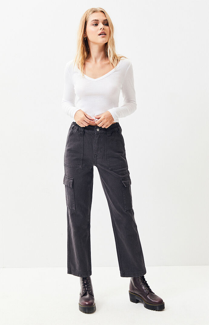 pacsun almost black utility cargo pants