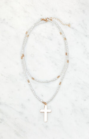 Pearl Cross Necklace image number 1