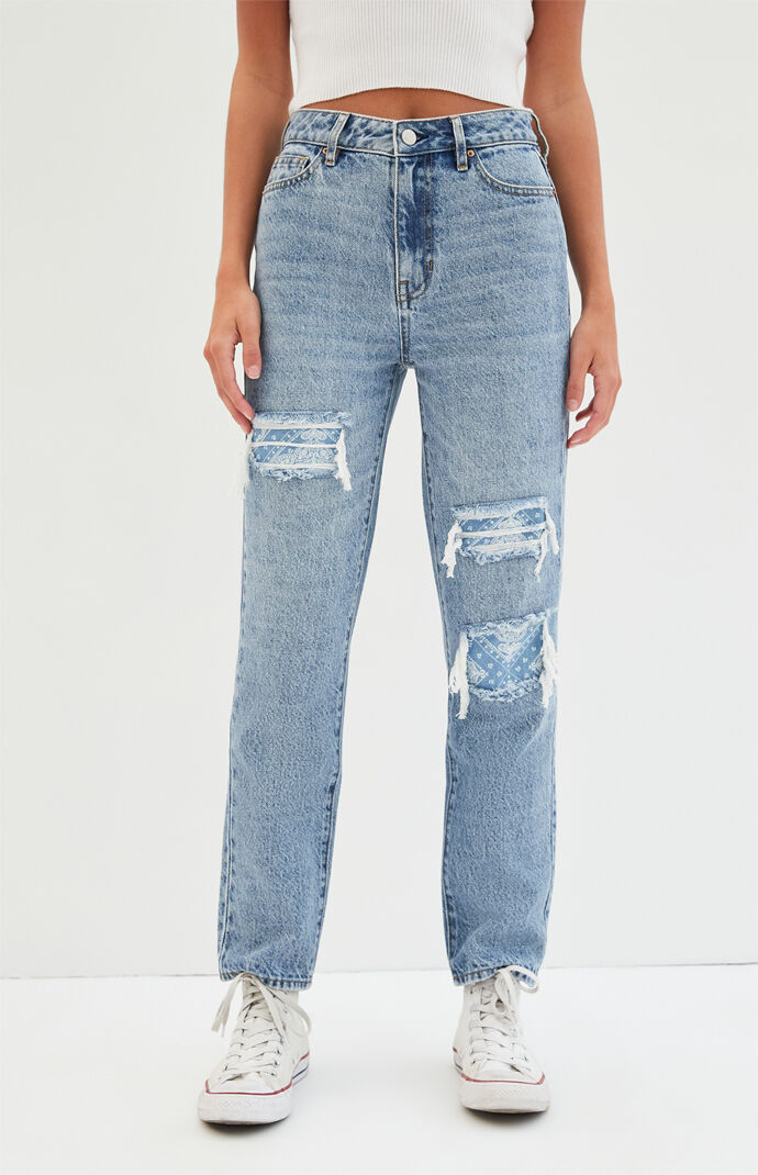 PacSun Bandana Patch Mom Jeans PacSun