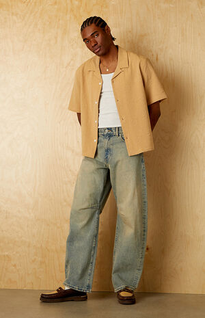 Tan Bloom Oversized Camp Shirt image number 5