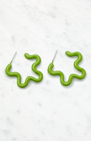 Green Squiggle Earrings image number 1