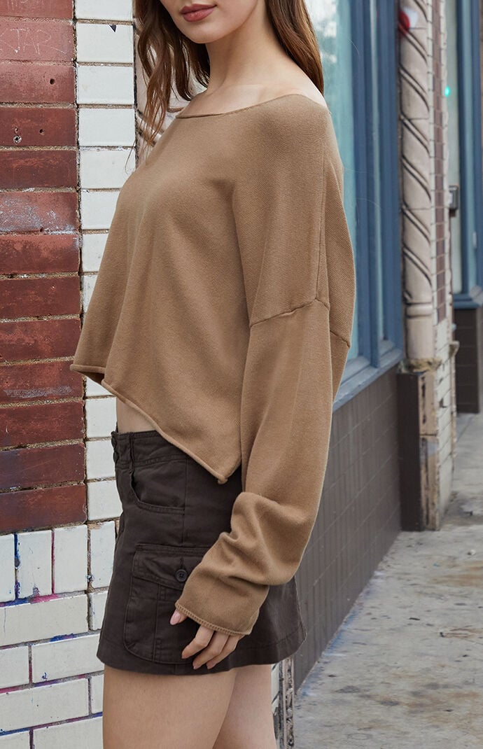 John Galt Light Brown Cameron Cropped Sweater