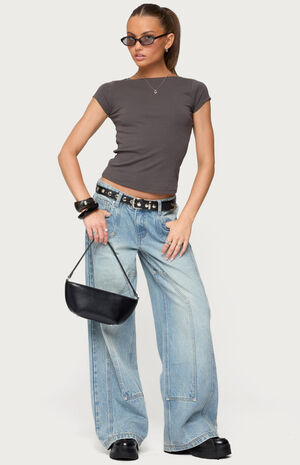 Oliana Ribbed Boat Neck T-Shirt image number 5