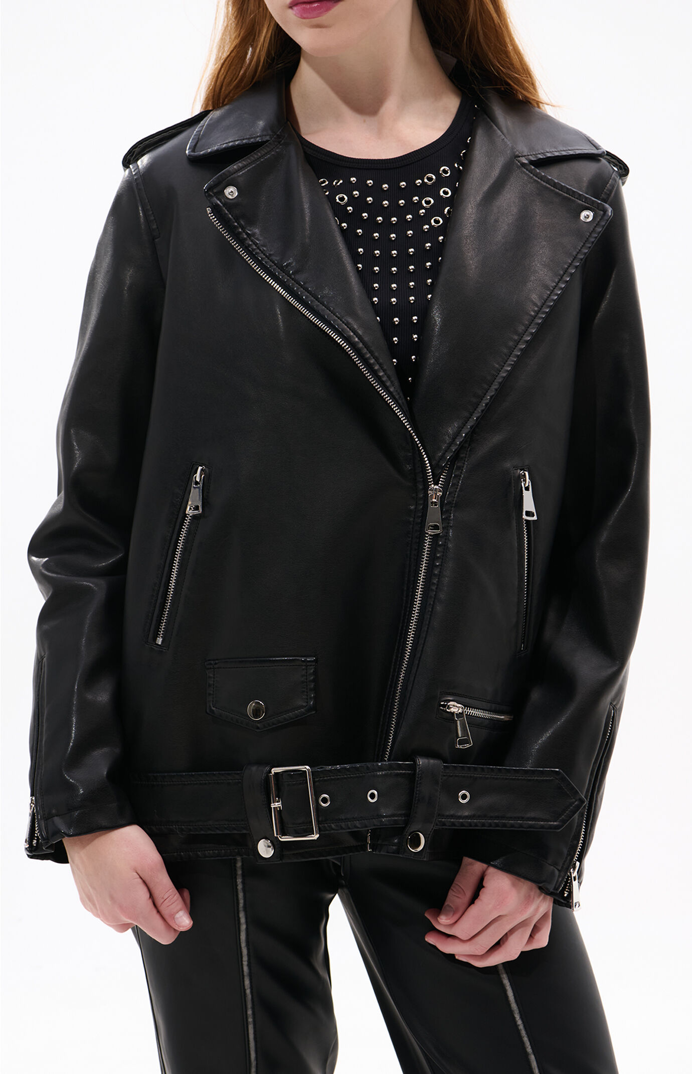 AZALEA WANG Aurelia Black Faux Leather & Fur Moto Jacket | PacSun