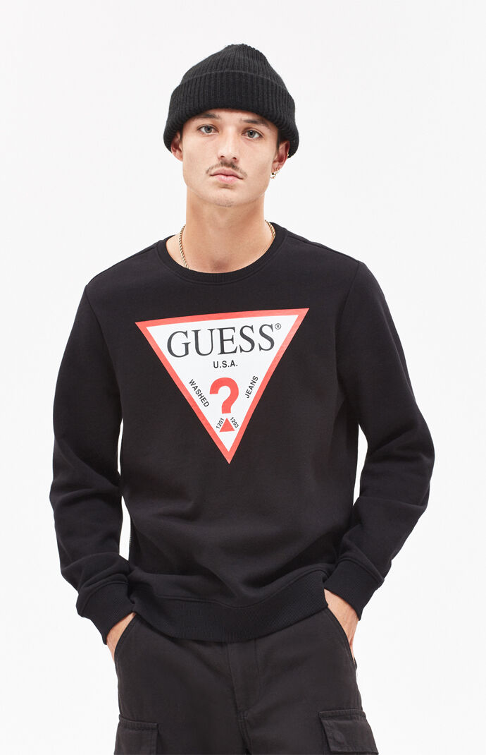 guess logo crew neck sweatshirt