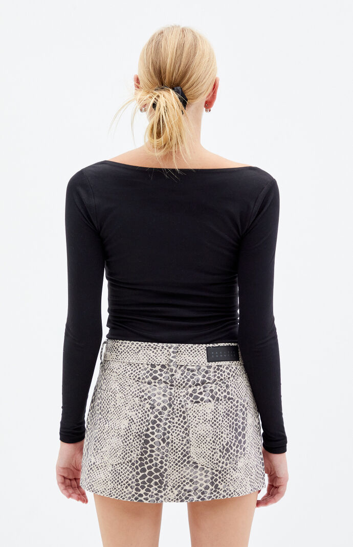 Pacsun Snake Mid Rise Denim Mini Skirt