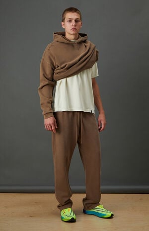 Active Brown Heavyweight Fleece Baggy Sweatpants image number 5