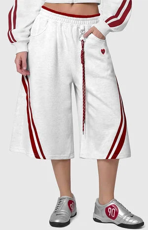 Striped Longline Sweat Shorts image number 1