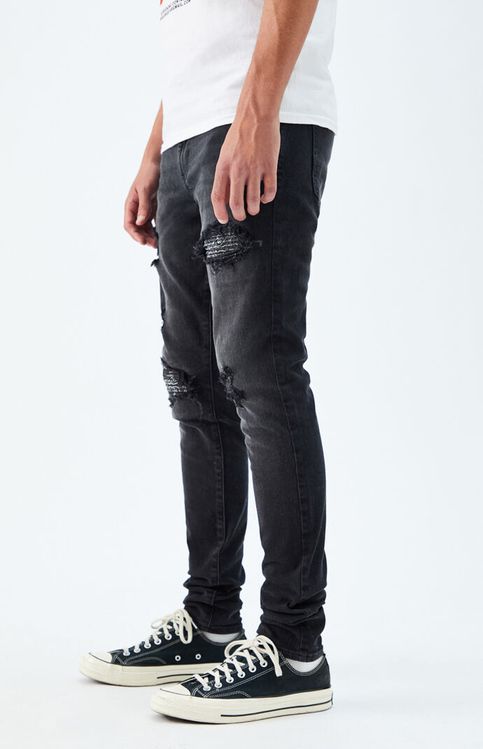 PacSun Black Ripped Stacked Skinny Jeans at PacSun.com