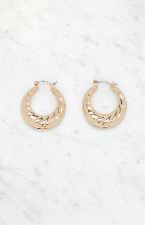 Large Ribbed Circle Hoop Earrings image number 1
