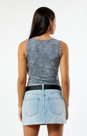 Bow Lace Trim V Neck Tank Top image number 4